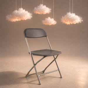 Flat Back Plastic Folding <b>Chair</b> <b>Gray</b> Metal Frame Outdoor Garden <b>Chair</b> Lightweight Portable Durable Minimalist Design - Product Image 1