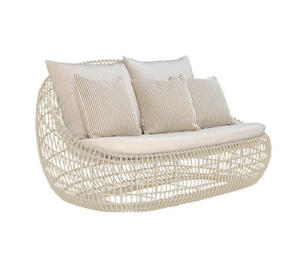 Balcone esterno moderno <span class=keywords><strong>e</strong></span> cortile divano in Rattan Set camera da sole in metallo sdraiato poltrona in Rattan naturale spaziosa - Product Image 3