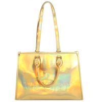 Sac fourre-tout pour femme en or métallisé brillant, holographique et irisé, grande capacité, prêt à être expédié depuis l'entrepôt américain