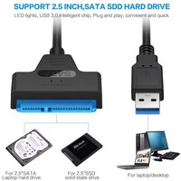 Cable Adaptador USB 3.0 a SATA para Disco Duro SATA SSD de 2.5 Pulgadas, Cable de Transferencia de Datos Plug and Play para Computadora Portátil y de Escritorio