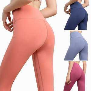OEM Pantalon de yoga serré tricoté d'entraînement taille haute personnalisé sans couture Leggings solides de yoga pour le fitness - Product Image 1