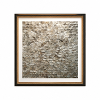 Cuadro de Arte Topográfico de Lujo en Aleación de Aluminio, Impresión en Lienzo con Líneas Metálicas de Contorno, Detalles Plateados, Formato Cuadrado