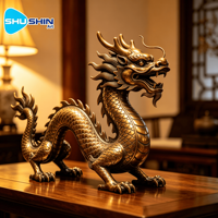 Sculpture d'animal en bronze plaqué or, sculpture artistique, polie, lavable, décoration de table, décoration de la maison, gravée