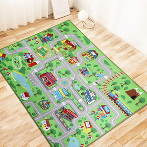 Tapis de jeu pour enfants, voitures de dessin animé, tapis de jeu interactif, puzzle de route, tapis pour chambre d'enfant, salle de jeux intérieure - Product Image 1