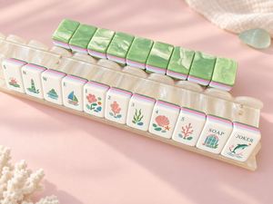 Juego de Fichas de Mahjong Americanas con Diseño de Faro Náutico, 160 Piezas de Acrílico, con Grabado de <span class=keywords><strong>Velero</strong></span> Costero, Incluye Tapete de Regalo - Product Image 2