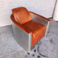 Canapé de massage Chesterfield Aviator en cuir véritable de style loft américain avec pieds en fer pour salon