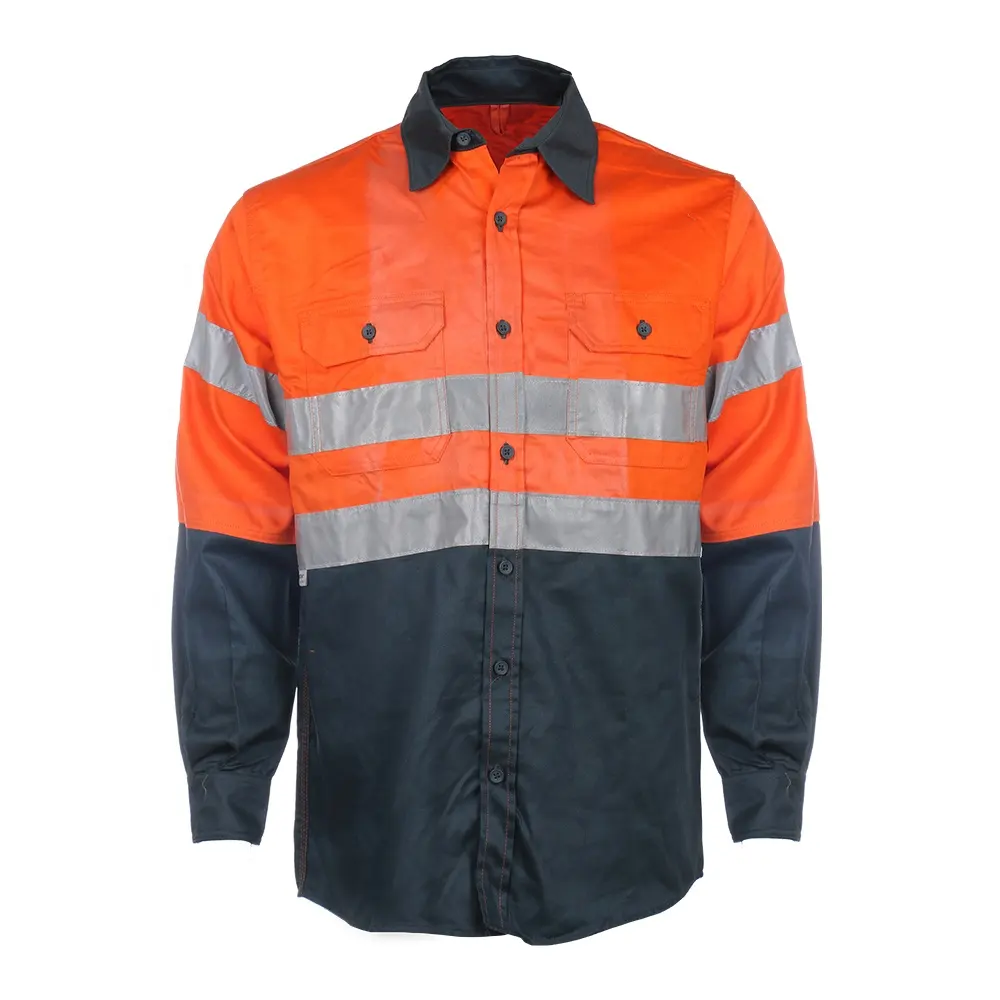 Úc Custom Logo Hai Tone Khả Năng Hiển Thị Cao Phản Chiếu An Toàn Hi Vis Work Shirt