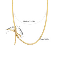 Cadena de Acero Inoxidable Resistente al Agua y al Deslustre, Chapada en Oro de 18K, con Diseño de Espina de Serpiente de 3mm y Lazo Decorativo