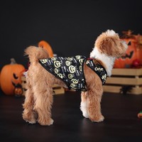 Costume d'Halloween mignon pour chiens, jupe/gilet en satin imprimé citrouille, style fête, lavage à la main uniquement