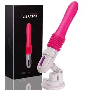 Mesin dildo seks getar masturbasi kuat, produk seks permainan dewasa, penis teleskopik dengan mangkuk isap