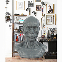 Sculpture en résine d'art populaire : Buste et tête humains, modèle musculo-squelettique pour décoration de table d'Halloween