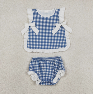 Sibling Baby Boys Girls Bows Checkered Tunic Bummies <b>Clothes</b> Sets - Product Image 3