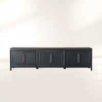 Meuble TV modulaire en bois massif français de qualité supérieure, finition anthracite pour grande villa, console multimédia, centre de divertissement, meuble d'appoint
