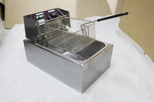 Freidora de patatas fritas de acero inoxidable, máquina de mesa de 6L + 6L, 2 tanques, 2 cestas, Comercial - Product Image 3