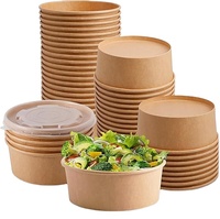 Einweg Wiederverwendbare Umweltfreundliche Biologisch Abbaubare Kompostierbare Robuste Auslaufsichere Lebensmittelgeeignete Kraftpapier Salatschüssel Lebensmittelbehälter
