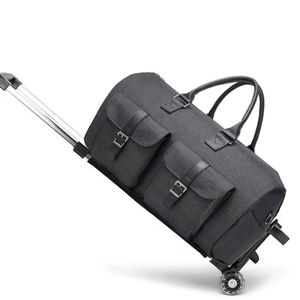 Pu Duffle Bag Detachable Pull Rod Travel Suit Roller Bag Spinner <b>Suitcase</b> Shoes Storage Foldable Trolley Bag Luggage - Product Image 5