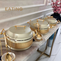 Set Penghangat Makanan 3-Piece 3.5L/4.5L/5.5L Kedatangan Baru Berkualitas Tinggi Termos Casserole Wadah Set Hotpot Arab Penyaji Makanan Panas