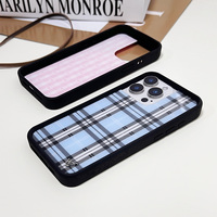 Tissu + acrylique + TPU Style amour fleurs étui de téléphone à carreaux pour iphone 16promax/Iphone 16pro/16/16plus /15promax/15plus/14/13/12