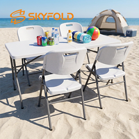 Ensemble de table et de chaises pliantes en plastique blanc pour jardin extérieur