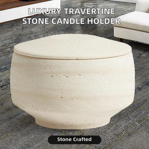 Candelabro de Mármol Travertino Natural Hecho a Mano, Moderno y de Lujo, con Grabado en Relieve de 1 Color, Decoración Navideña para el Hogar - Product Image 2