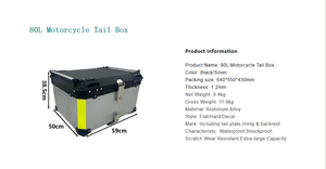 <span class=keywords><strong>Top</strong></span> <span class=keywords><strong>Case</strong></span> Moto 80L en Alliage d'Aluminium Robuste, <span class=keywords><strong>Universel</strong></span>, Étanche, à Dégagement Rapide, Grande Capacité, Argent - Product Image 5