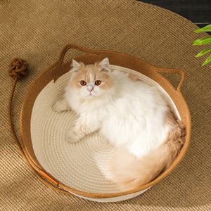 Round Cane Knitted Cat <b>Nest</b> Hand Knitted Japanese Cane <b>Nest</b> Bushes Pet <b>Nest</b> Round Cool Mat <b>Nest</b> Dog <b>Nest</b> Wholesale Cross-Border - Product Image 3