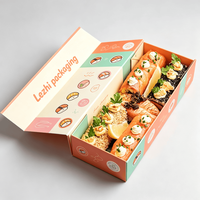 Boîte Cadeau Rigide Premium Écologique Recyclable Biodégradable pour Aliments et Sushi avec Fenêtre et Fermeture Magnétique Gaufrée