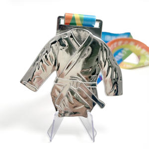 Fabricant personnalisé 3D argent blanc métal sport médaille Kung Fu karaté Taekwondo médailles avec ruban - Product Image 1