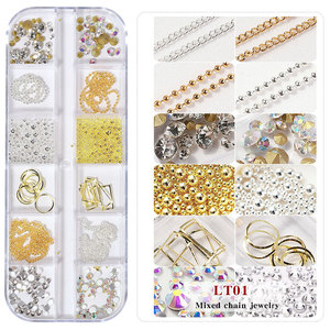 TSZS Nouvelle Arrivée Boîte de Breloques Mixtes pour Ongles, Chaînes Métalliques Dorées et Argentées, Petites Chaînes pour DIY Nail Art, Décorations de Bijoux pour Manucure - Product Image 6