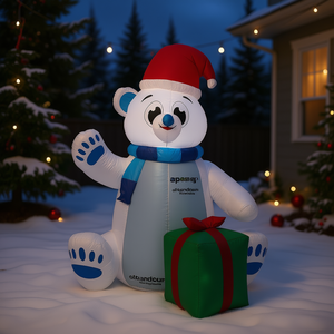 Oso Polar Inflable para Decoración Navideña de Jardín, Multicolor, 8 Pies, con Luces y Caja de Regalo - Product Image 2