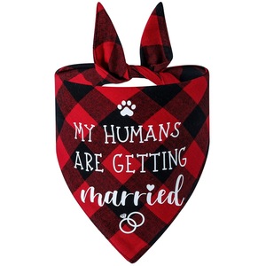 Tanpopo Triángulo Bufanda Plaid Perro Toalla Saliva Diseñador Mascota Pañuelos Reversible MY HUMANS ARE GETTTING CASADO Boda Pañuelo - Product Image 5