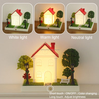 Lampe en forme de maison, décoration d'intérieur, lampe de nuit en résine rechargeable, lampe de chevet pour enfants, pour chambre à coucher
