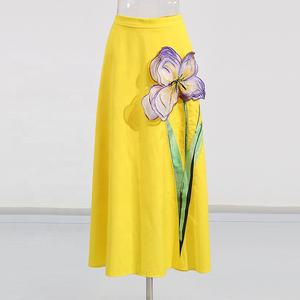 Лидер продаж, французская элегантная рубашка с цветочным узором, топ с высокой талией, трапециевидная длинная юбка, комплект из 2 предметов, женские юбки - Product Image 3