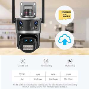 Caméra de sécurité extérieure sans fil PTZ 3K 12MP à quatre objectifs avec lumière d'avertissement et étanchéité - <span class=keywords><strong>Camara</strong></span> De Seguridad Wifi - Product Image 5