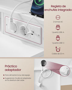 <span class=keywords><strong>VASAGLE</strong></span>-Table de maquillage en bois à 9 tiroirs, commode blanche, lampe 3 couleurs, miroir grossissant 10x, <span class=keywords><strong>coiffeuse</strong></span> avec miroir - Product Image 4