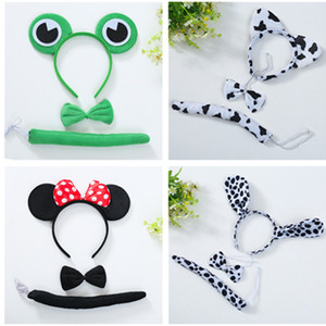 Set di costumi da animali: fascia per capelli leopardata, papillon e coda, orecchie da rana, mucca, topo, coniglio per bambini e adulti, travestimento per feste di Halloween - Product Image 2