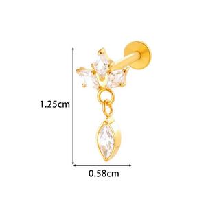 YW G23 ASTM F136 Piercing de labio de flor de titanio Anillo Labret roscado Pendientes de tuerca con parte posterior plana para mujer - Product Image 5