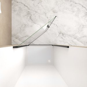 Porte de douche à charnières murales entièrement sans cadre en acier inoxydable 2026, verre trempé de 5/16 po (8 mm), simple battant, service de traitement de pliage - Product Image 2