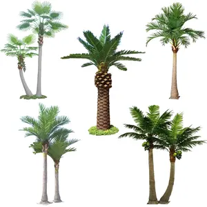 Outdoor Landscape Decoration Large Leaf Simulate Trunk Bend Artificial Coconut Palm Tree