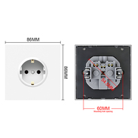 Série d'interrupteurs et de prises murales en PC noir mat au toucher doux, de style européen, avec prise Schuko et prise USB Type C