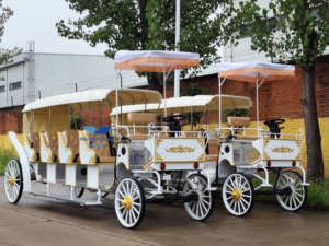 Buggy victoriano de boda de 220V tirado por <span class=keywords><strong>caballos</strong></span>, elegante carruaje de <span class=keywords><strong>caballos</strong></span> para ocasiones especiales y camiones de comida - Product Image 2