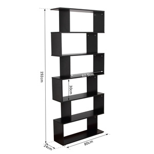 Estantería de madera asimétrica <span class=keywords><strong>para</strong></span> <span class=keywords><strong>libros</strong></span>, estantería negra <span class=keywords><strong>para</strong></span> biblioteca - Product Image 6