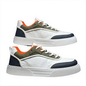 Factory Wholesale Soft Spring <b>White</b> Green Orange Sneakers-Microfiber Leather & PU Upper Cotton Lining <b>Casual</b> <b>Shoes</b> <b>for</b> <b>Men</b> - Product Image 2