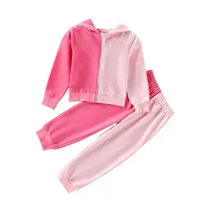 منتجات جديدة ، بدلة أطفال سميكة ثنائية اللون ، ملابس قطنية للأطفال من عمر 1-5 سنوات للفتيات في الخريف