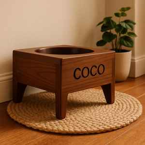 Özelleştirilmiş tek köpek standı kişiselleştirilmiş ahşap yükseltilmiş Pet gıda besleme istasyonu Pet çanak kase tutucu kediler köpekler için yapılan ahşap - Product Image 2