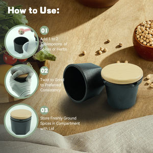 ชุดเครื่องครัวเหล็กหล่อสำหรับเครื่องบดเครื่องเทศ-เครื่องบดพริกไทยด้วยมือสำหรับสมุนไพรเครื่องเทศเครื่องบดเกลือและชุดสาก - Product Image 4