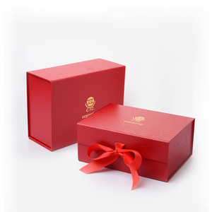 Custom Luxe <b>Red</b> Folding Jewelry Box Wedding Gift Packaging Magnetic Closure Embossed Matt Laminated Made Recycled <b>Materials</b> - Product Image 4