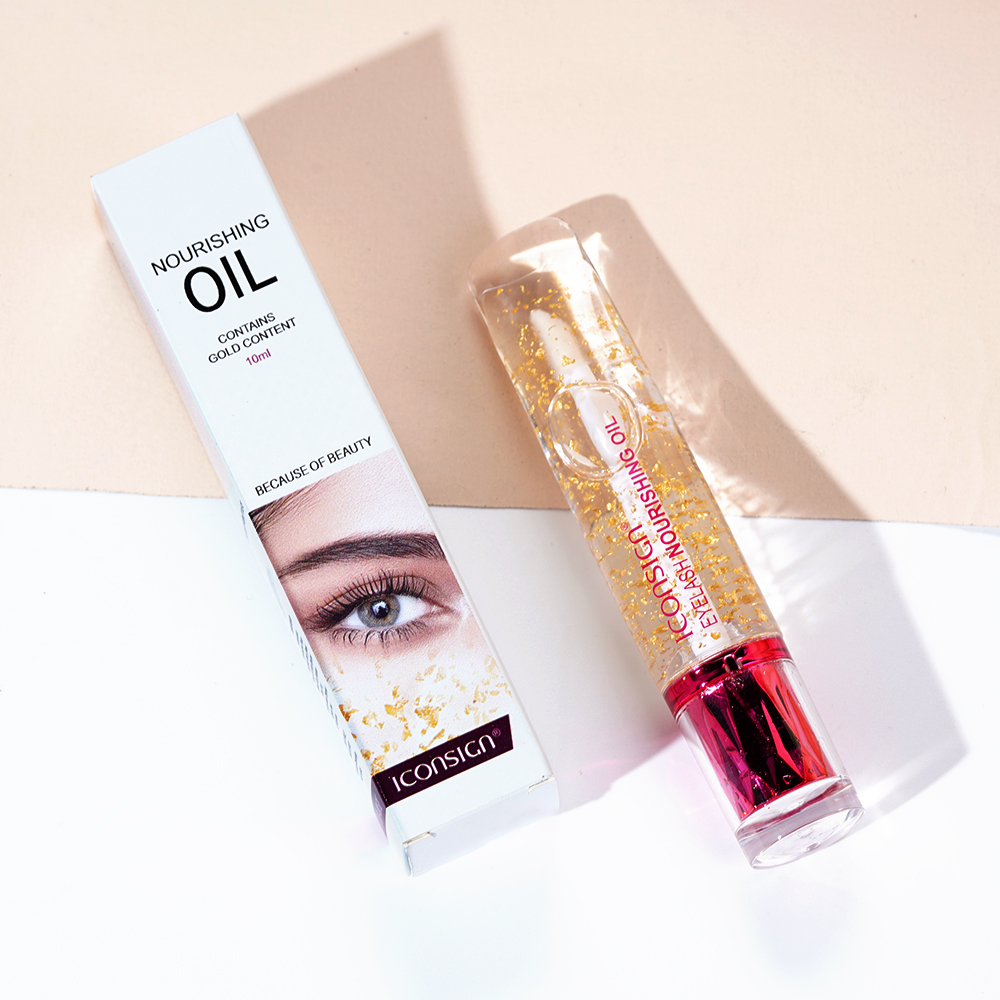 Huile de soin des sourcils pour cils en feuille d'or