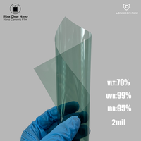Película de Tinte para Ventanas, Nano Cerámica, Protección Solar UV, Interior Anti-Rayones, PET Resistente a los Rayos UV, 2 Mil