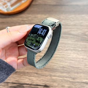 Cinturini per <span class=keywords><strong>Apple</strong></span> <span class=keywords><strong>Watch</strong></span> 10/9/S11/<span class=keywords><strong>Ultra</strong></span>, <span class=keywords><strong>cinturino</strong></span> sottile in nylon intrecciato con chiusura magnetica a scatto. - Product Image 6